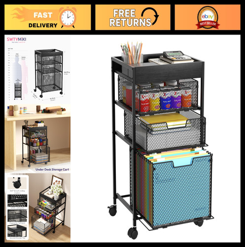 Tier rolling file cart with - 4-tier,