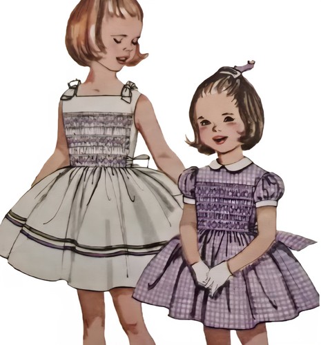 1960s smocking dress full - 1960s,