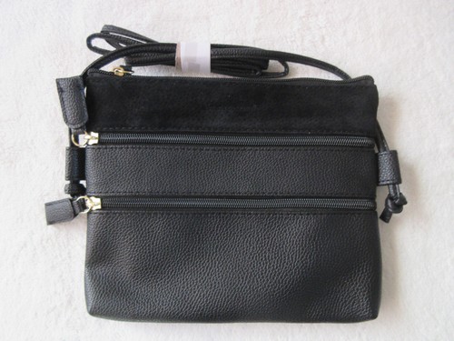 Black faux leather - leather, multizip