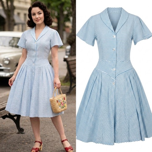 Vintage 1950s blue white - vintage,