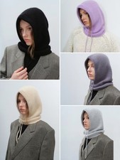 Cashmere Knitted Hooded Hat Women Winter Neck Cover Balaclava Skullies Beanies