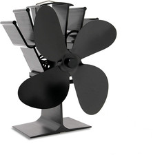 AcornSolution Heat Stove Fan 4 Blade for Wood Burning Stove Log Burner Black