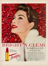 1954 Tangee Lipstick Cosmetics Vintage Old Print Bright Clear Lips Red Jewel