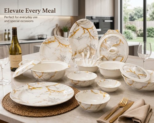 29pc white gold marble - gold,