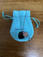 Genuine Tiffany & Co Silver & Black Onyx Double Heart Necklace With pouch 