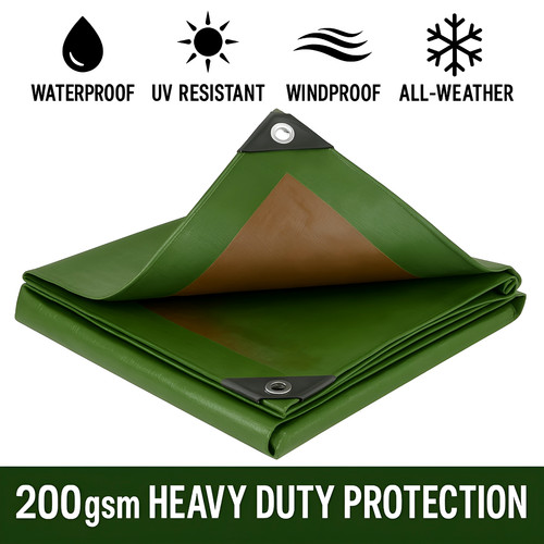Green brown tarpaulin heavy - green/brown,
