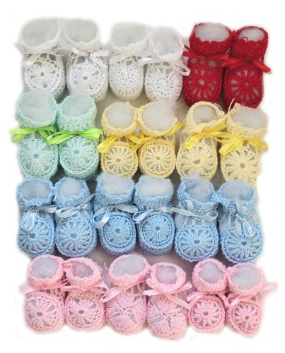 Crochet booties ribbon - ribbon, baby