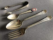 1936 Silver Jubilee Spoon, A Christening Set, and a Pair of Sugar Tongs