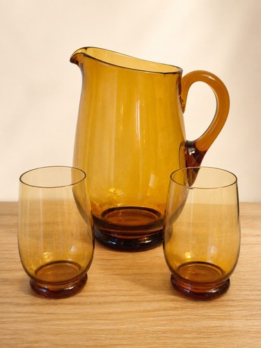 Vintage amber glass jug 2 - vintage,