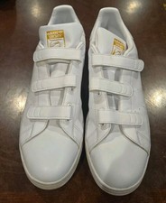 Adidas Stan Smith CF Hook Loop Laceless Touch Fastener White Gold Size 12