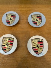 76mm Porsche alloy wheel centre caps Silver Set Of 4