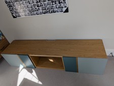 IKEA BESTÅ TV Bench with Doors, Oak Finish + Customised Doors