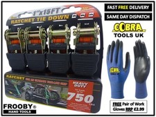 4 x Heavy Duty Ratchet Tie Down Straps 4.5 Metre x 25 mm Recovery Truck NEW 9-2