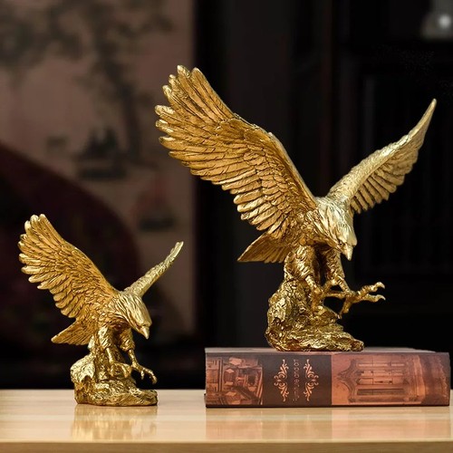 Golden eagle resin statue - resin,