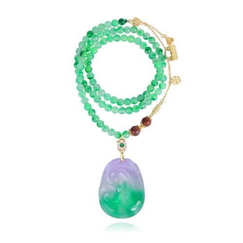 Green jade style beaded - green,