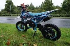 Mini Dirt Bike 2 Stroke Petrol Sky Blue X Beast Motorsport Twin Exhaust OFF ROAD
