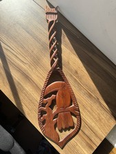 Wooden Carved Wall Hanging Toucan Bird Design & Twisted Wood Handle Beautiful!