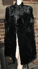 Stunning Vintage Antique Black Chinchilla Fur Cape Cloak Coat Mantle Wrap Poncho