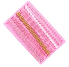 3D Knit Rope Relief Large Pearl Border Silicone Fondant Mould Sugarcraft Cake 
