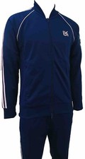 “Men’s Tracksuit Set Size L Silky Striped Casual Gym Jogging Outfit Top & Bottom