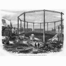 LONDON Ruins of Gasworks at Nine Elms after the Explosion - Antique Print 1865