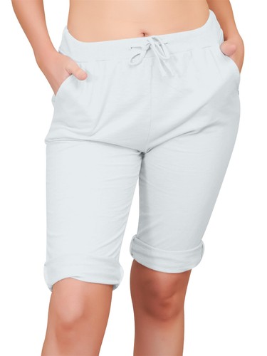 Women italian plain shorts - 3/4,