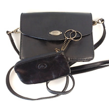 THE BRIDGE Mini Black Satchel Style Shoulder Bag Micro Handbag w/ Purse