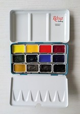 Rosa Gallery Classic Professional Watercolour Set of 12 Full Pans, Metal Palette