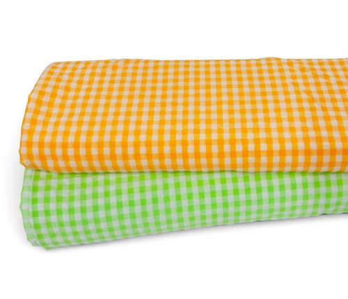 Seersucker gingham fabric neon - fabric,