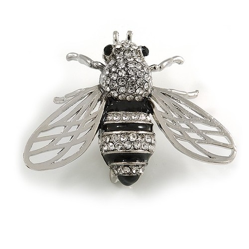 Silver tone clear crystal - tone,