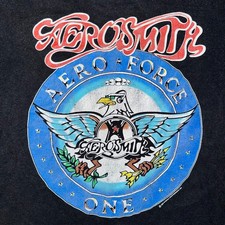 Aerosmith Vintage 1993 Black Band T-Shirt (L) Aero Force One US Hard Rock