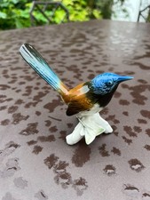 Blue Headed Small Bird Karl Enz  Porcelain, Germany 4" high