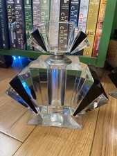 Vintage Art Deco Black & Clear Crystal Perfume Bottle Faceted Stunning Display