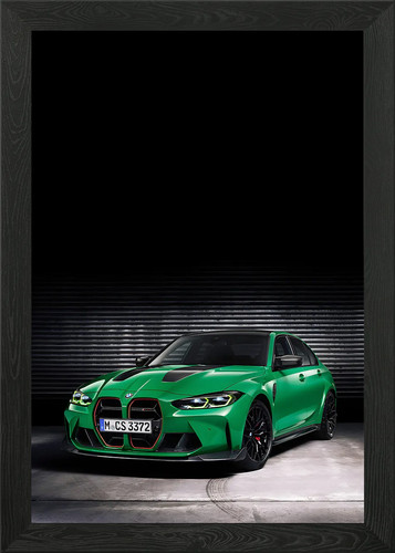 Green bmw car framed - cs,