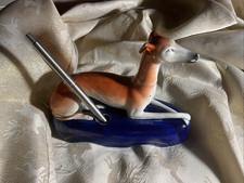 Victorian Staffordshire Greyhound Ceramic Figure With Pen Holder( Included.
