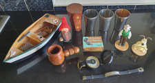 Job Lots Collectables Wooden Boat Stirrup Cups, Nut Cracker, Compass, Ornaments+