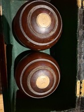 F W Dark Wood Lawn Bowls Size