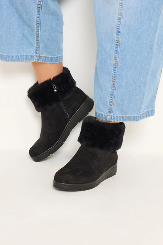 Faux suede buckle ankle boots - faux,