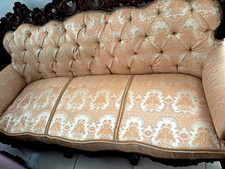 NEWLY UPHOLSTERED+French Polished French Ornate Carved Sofa-OneOf ItsKind-🆓Dlvy