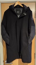 Mens Replay Long Coat Black Wool Blend Fully Lined Warm Large42in Good Conditio