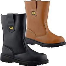 Mens leather fur - lined, rigger