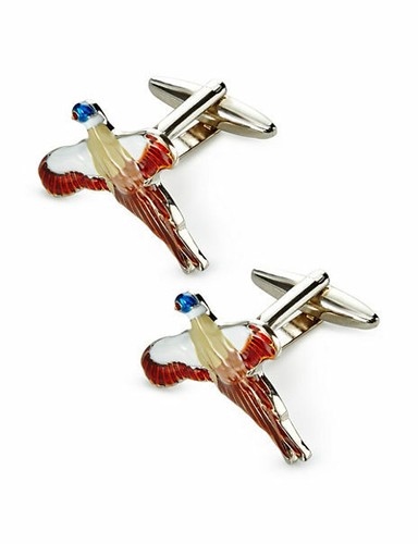 Flying pheasant cufflinks - flying,