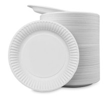 Disposable Paper Plates Recyclable White Party Catering Dishes - All Sizes