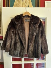 Vintage REVILLON Mink FUR Saks Fifth Avenue Brown Jacket Coat Size Large