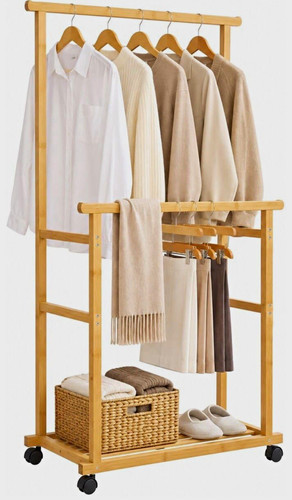 Bamboo clothes rail garment - rail,