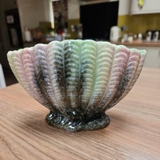 Vintage Sylvac Pottery Pink and Green Clam Shell vase Pattern #514