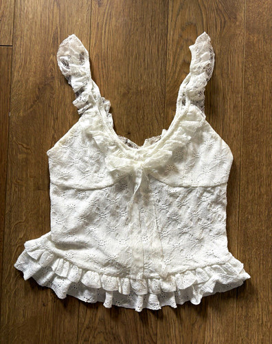 Zara white lace ruffle - lace, hem