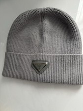Grey PRADA Beanie Hat One Size