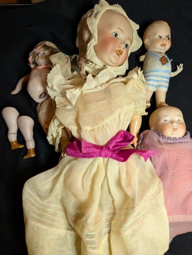 Bisque porcelain doll lot - bisque,
