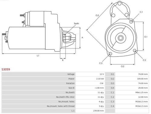Fits autostarter s3059 starter - fits,